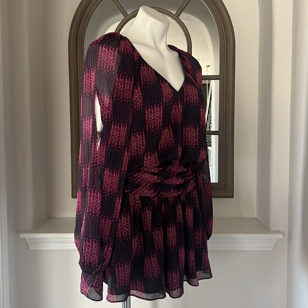 Ramy Brook Jaylah Abstract Blouson Mini Dress in Boysenberry, New, Size S - Picture 6 of 12